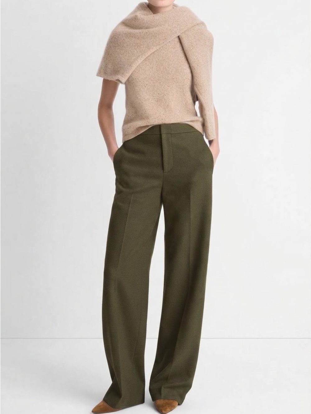 Vince Donegal Wool-Blend Wide-Leg Trouser
